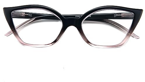 Kodilin Occhiali da Lettura Donna Anti Luce Blu Cat Eye Occhiali per PC con Cerniera a Molla, 1.5 Rosa