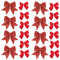 Jupsk Weihnachten Schleife Set, 20 Stücke Schleifen Glitzer Weihnachtsdeko Weihnachtsbaum Schmuck zum Einpacken von Geschenken, Girlande Deko (Rot)