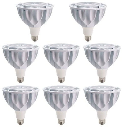 PAZWAHF PAR38 Flutlicht-LED-Lampe, 20 Watt, COB-Wachstumslichter, 2000 Lumen, Strahler, 36° Abstrahlwinkel, AC 85 V–265 V, nicht dimmbar, E26/E27-Sockel, weißes Gehäuse (8 Stück)