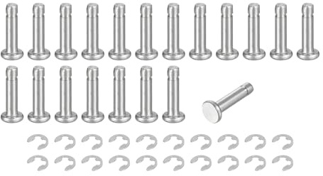 QUARKZMAN 20Set M3x12mm Perno Posizionamento Cilindrico Elastico Albero Acciaio Inossidabile 304, Perno Posizione Cilindro Cerniera Scanalato Testa Piatta con Ring Fissaggio Clip E, Argento