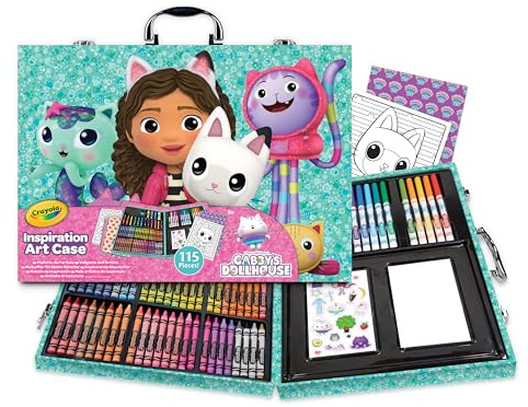 CRAYOLA - Valigetta dell'Artista Gabby's Dollhouse, Kit Creativo con 115 Pezzi, Pennarelli, Matite, Cere, Colle Glitter, Adesivi, Fogli da Colorare, Regalo per Bambini, da 5 anni, 04-2966
