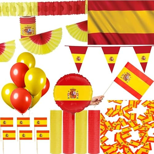 XL Spanien Party Deko Set 190 TLG. Partyset Partydeko rot gelb Fussball EM WM