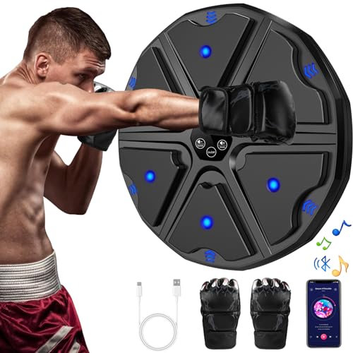 Lvelfe Music Boxing Machine, LED Elektronische Musik Boxing Machine mit Boxhandschuhen, 9 Geschwindigkeitsmodi und Zählmodus Unterstützt Bluetooth, Geschenk Für Erwachsene und Kinder Exercise