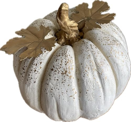 khevga Calabaza decorativa de color blanco, grande, estilo rústico, 25 x 22 cm