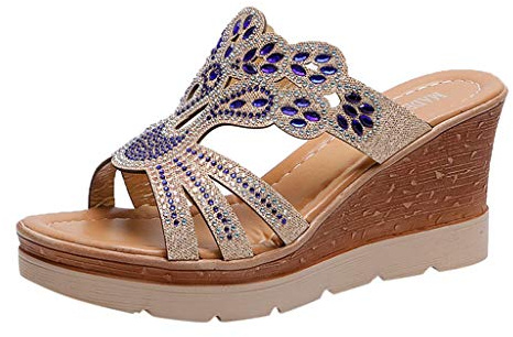 Sandalias Mujer Verano Plataforma Con Cuña De Vestir Chanclas Tacon Elegantes Piscina Antideslizantes Flip Flops Comodas Ortopédicas Punta Abierta Zapatos Playa Chancletas Casual Caminar Boda Baratas