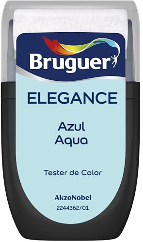 Bruguer ELEGANCE Pintura Monocapa ExtraMate, Paredes y Techos, Interior, Exterior protegido, Alta Durabilidad, UltraLavable, Resistente al Desgaste y Manchas Azul Aqua 30 ml