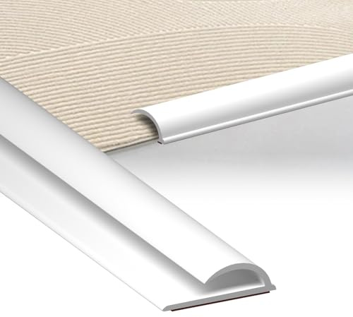 LIHIQIYA Perfil de Transicion para Suelo, 1 Metro Blanco PVC Tapajuntas Adhesivo, Tapajuntas Suelo Adhesivo para Bordes de Suelo Proteccion y Transicion, Barra de Transición de Alfombra a Suelo