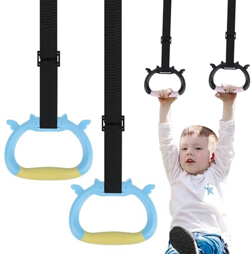 SGYKJ 2 Pairs Gymnastic Rings, Gymnastics Rings Set, Pull-up Ringswith Adjustable Strap, Fitness Ringsfor Strength Training Ring for Workouts Home Gym Equipments