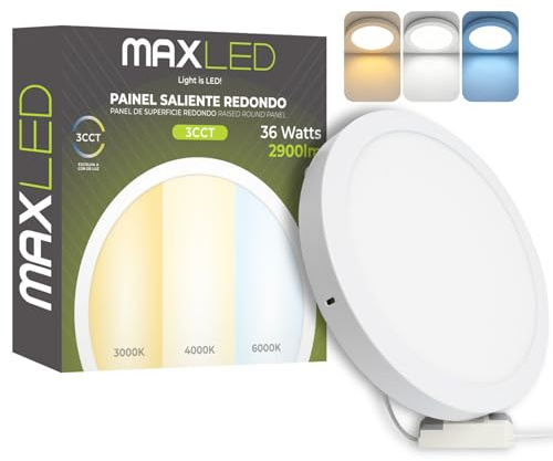 Maxled, Light is Led! 36W Liten Ljus LED Taklampa Platt Rund Taklampa Ø400MM Taklampa Panel 2900LM Badrumslampa 3CCT 3000K Varmvit 4000K Dagsljusvit 6000K Kallvit Ej Dimbar 85V-265V Vit