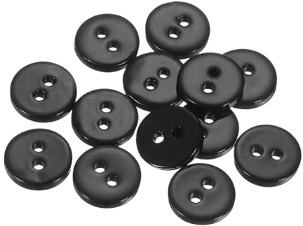 QUARKZMAN Boutons en Nacre Naturelle 2 Trous 10mm Ronds Plats Noir 25Pcs | pour Chemises Manteaux Costumes Vestes Jeans Jupes DIY Couture Artisanat