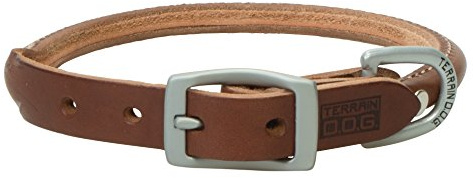 Terrain D.O.G. Bridle Leather Rolled Dog Collar, 17 (15 - 18 in., 3/4 in. width), Brown