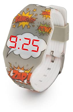 Kiddus Digital LED Uhr für Mädchen, Jungen. Soft Silikon Armbanduhr für Kinder und Erwachsene. Langlebige Japanische Batterie. Comic