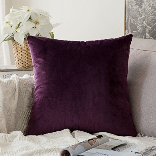 MIULEE Samt Zierkissenbezug ohne Füllung-Zierkissenhülle Dekorative Kissenbezug Dekokissen Kissenhülle mit Verstecktem Reißverschluss Aubergine Lila 20x20 Zoll 50x50 cm 1 Stück