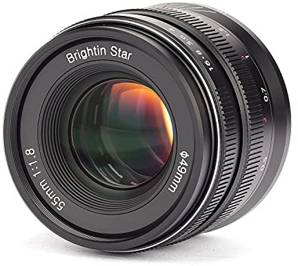 Brightin Star 55mm F1.8 Full Frame Manual Focus MF Large Aperture Prime Standard Fixed Focal Lens, Fit for Canon RF-Mount EOS-RP, R, R5,R7, R6, R3, R10
