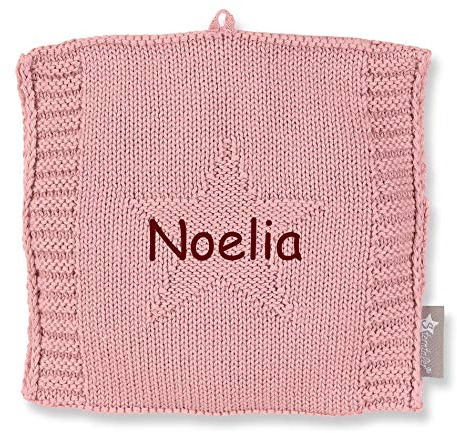 Sterntaler Rosa Wärmekissen Baby Kinder personalisiert mit Namen, Mädchen Strick-Wärmesäckchen, Hafer Getreide Füllung, Mikrowelle, 15x15cm, Für Babys ab dem 1. Monat (Rosa)