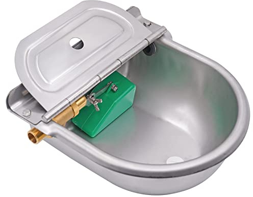 Abbeveratoio per Bovini in Acciaio Inox con Valvola a Galleggiante in Ottone Regolabile da 1/2 Pollice e Tappo di Scarico Migliorato, Ciotola Automatica per Cani per Bestiame, Capre, Maiali, Mucche
