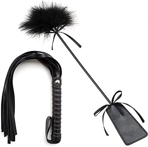 2 PCS Federkitzler Sex Spielzeug Feder Flirten Feder Kitzler mit Flogger Leder Reiten erotische Peitsche Sex Spielzeug Zubehör für BDSM SM Erwachsene