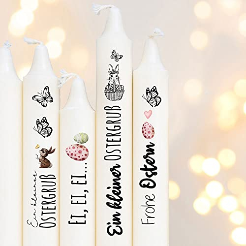 ilka parey Kerzen Tattoo Ostern Ostereier Hasen Schmetterlinge Herzen - Kerzentattoos Ostern - A4 Stickerbogen DIY für Kerzen oder Keramik - Erschaffen Sie unvergessliche Ostermomente (kst54)