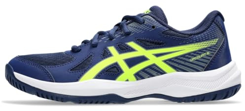ASICS Scarpe da pallavolo Gel-Rocket 11 Donna, Blu espanso/Giallo di sicurezza, 4 Big Kid