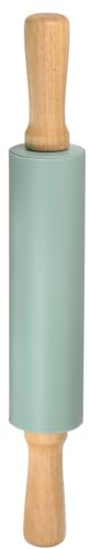 QUARKZMAN Silicone Mattarello per Pasticceria 15 Legno Manico Antiaderente Mattarello Piccolo Rullo Pasta Mattarello per Impasto Pizza Pasticceria Cucina Fondente Verde Scuro