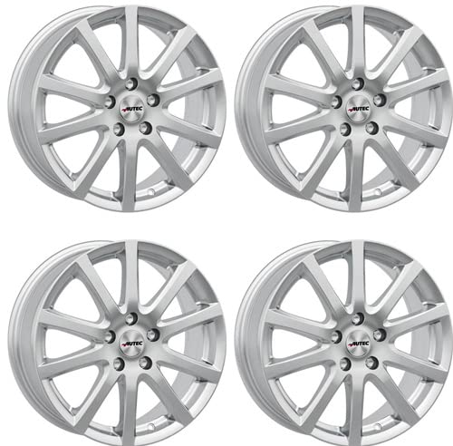 AUTEC Lot de 4 jantes en aluminium Skandic 7,0 x 17 ET49 5 x 112 Argent brillant Compatible avec Skoda Octavia Superb Yeti