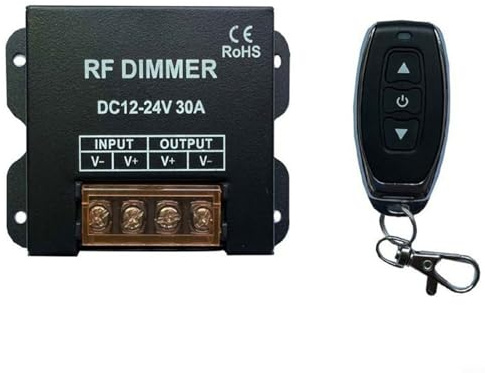 Aprilsunnyzone Dimmer a LED con telecomando wireless RF,Risparmio energetico per luci di striscia a LED,DC 12-24V 30A PWM Light Strip Dimmer,Controllo della luminosità