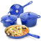 Denmay Juego de utensilios de cocina de hierro fundido esmaltado, 7 piezas, incluye horno holandés, sartén, olla para salsa con 3 tapas, juego de horno holandés para todo tipo de fuegos, olla para
