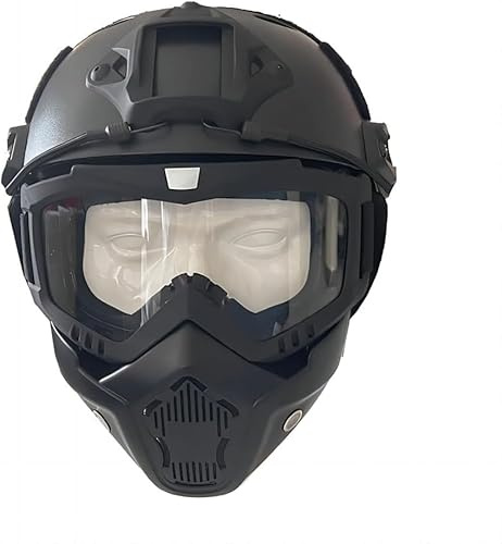 Casco e maschera per softair PJ Fast con supporto NVG anteriore e guide laterali per paintball, giochi CS e altre attività all'aperto