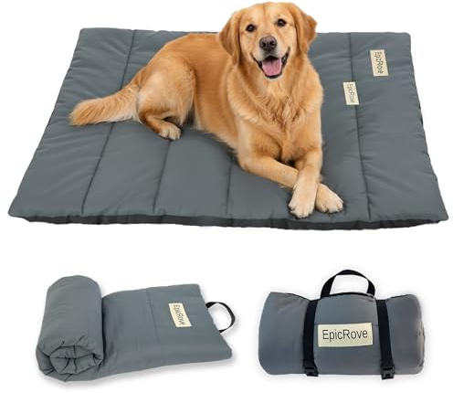 EpicRove Hundedecke für unterwegs wasserdicht – rutschfeste Hundematte 110×68 cm, waschbar Hundebett – Outdoor, Reise & Auto‑Kofferraum Komfortkissen für Hunde & Katzen (Grau)