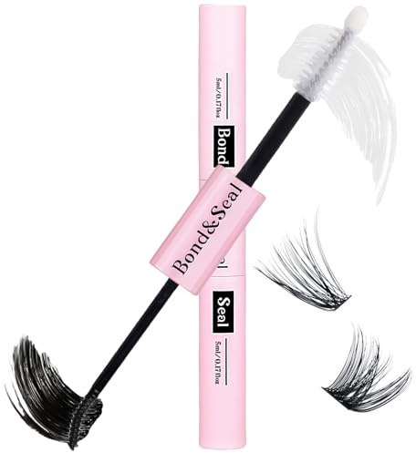 Lash Bond and Seal, 2-in-1 Waterproof Mascara & Eyelash Glue Kit – Super Strong Hold Adhesive for DIY Lash Extensions, Gentle for Sensitive Eyes, Long-Lasting & Smudge-Proof