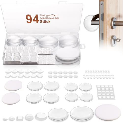 94 stycken dörrstopp väggsjälvhäftande transparent med resefodral 8 storlekar elastisk buffertar dörrbuffertar skyddsbuffertar möbler gummibuffertar stoppdämpare