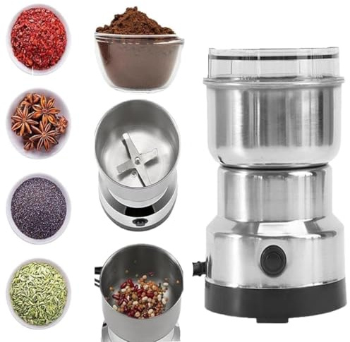 Molinillo eléctrico de frutos secos, máquina para hacer mantequilla de cacahuete de 4 cuchillas de acero inoxidable, 150 W, 14500 rpm, multifuncional para granos de café, frutos secos