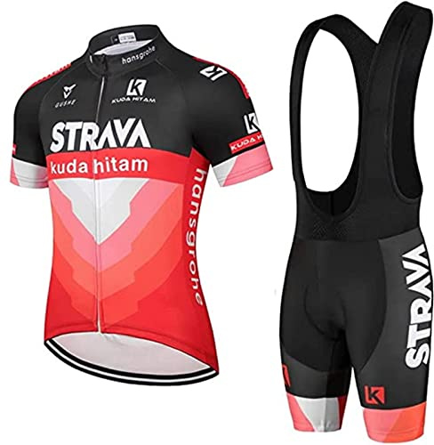 Fenovel Maillot Ciclismo Hombre Verano Conjunto Ropa MTB Manga Corto Pro Culotte Almohadilla de Gel 19D y Camiseta Bici