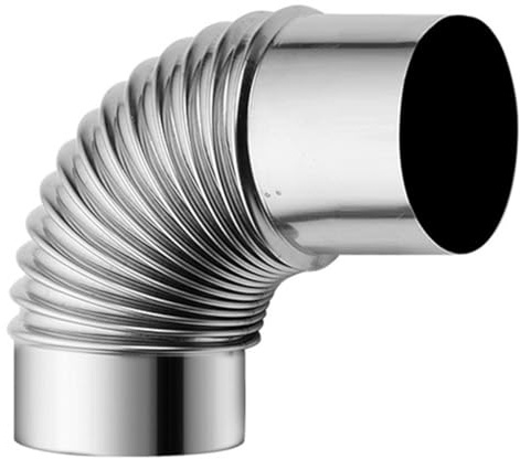 Elbow Stove Pipe, 90 Degree Flue Elbow Pipe, 1Pcs Chimney Liner Bend Stainless Steel Gas Exhaust Vents(50mm)