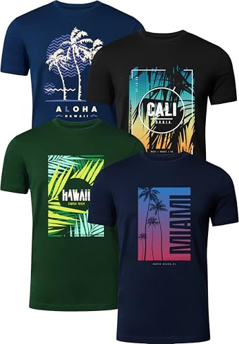 FULL TIME SPORTS Pack de 4 Tee‑Shirts Homme Manches Courtes Imprimés PRINT-003