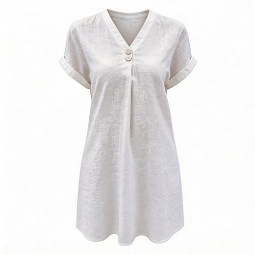 Alexis Leroy Vestido Tipo Camiseta De Mujer con Cuello En V Y Manga Corta, Minifalda Holgada Y Desenfadada A Rayas