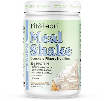 Fit & Lean Meal Shake, Fat Burning Meal Replacement, Protein, Fiber, Probiotics, Vanilla, 1lb, 10 Servings Per Container