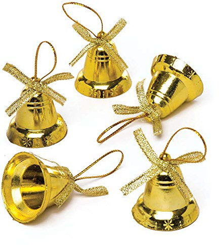 Baker Ross AR829 Gold Bells - Pack of 20, Creative Christmas Art and Craft Supplies for Kids' Projects and Decoration