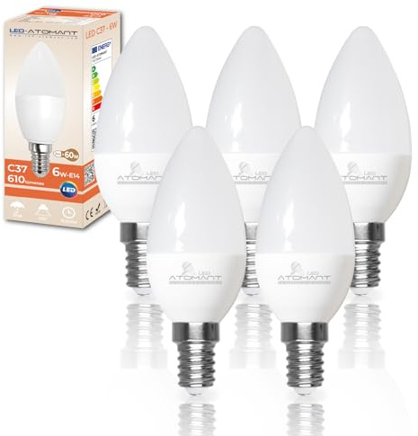 LED ATOMANT 5x Ampoule LED E14 Bougie C37 6W Blanc Neutre 610lm