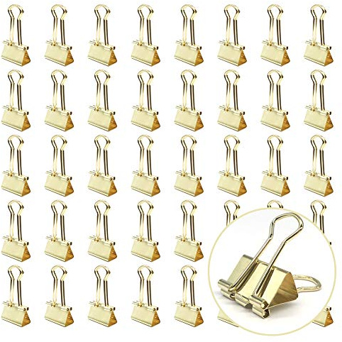 Gold Binder Paper Clips - Small, 3/4 inch Width Clips for Office School Supplies, 80 Pack