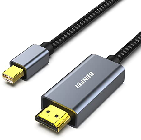 BENFEI Cable Mini DisplayPort a HDMI 1.8 m [4K@30Hz, Carcasa de Aluminio, Trenzado de Nailon] Compatible con MacBook Air/Pro, Microsoft Surface Pro/Dock, Monitor, proyector y más