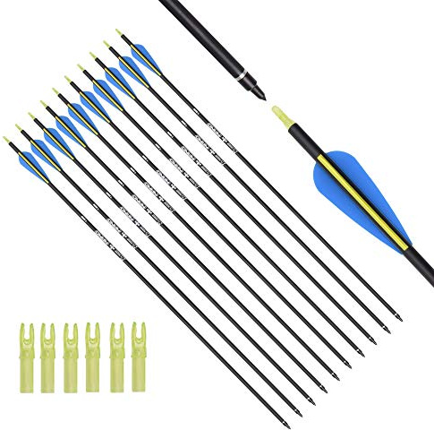 32 Pouces flèches de Chasse 12 pcs,Tir à l'arc de Flèches pour Arc Classique et Arc à Poulies de Tir en Adultes Extérieur Cible d'entrainement