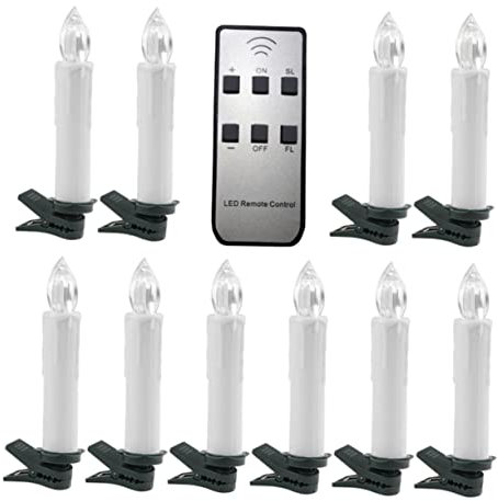 Navideñas Decorativas LED senza fili Candela conica a LED LED Tea Light Wireless LED Candela for albero di Natale Luce notturna Simulazione a lume di candela Luce notturna senza fiamma Clip natalizia