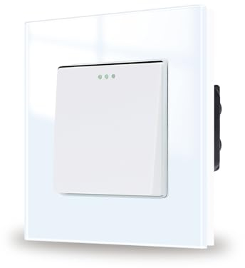 JIMEIDA Lichtschalter Weiß Unterputz 1 Fach 2 Weg Glas Lichtschalter Taste Schalter Wandschalter Kristall Kippschalter 86 * 86MM,10 Amp,250 V