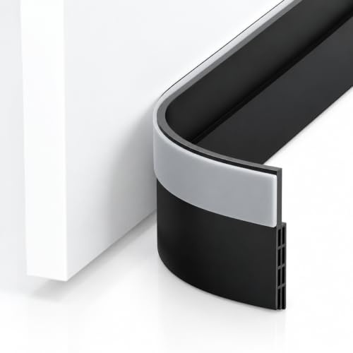 EXTSUD 4 Pack Adhesive Under Door Sweep Weather Stripping Soundproof Rubber Bottom Seal Strip Draft Stopper Draught Excluder, 100x5cm (Black)