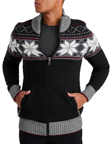 Leif Nelson Men's Cardigan with Zip - Norwegian Style, Men's Winter Jacket with Stand-Up Collar - Warm and Comfortable, Ideal for Autumn and Winter