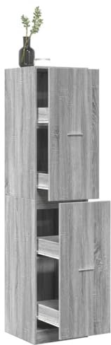 Sufrk Armario farmacéutico Sonoma gris 40 x 41 x 174,5 cm botiquín botiquín farmacéutico armario de madera