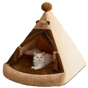 Galatée Katzenhöhlenbett, Katzenzelt, Weiches Plüsch-Haustierbett Mit Abnehmbarem, Waschbarem Kissen, Gemütliches Und Warmes Haustierzelt, Hunde-Iglu-Zelt, Gemütliches Haustiernest(S)