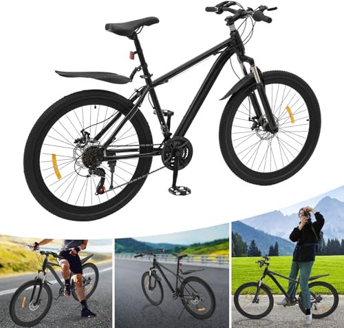 Wiyuer 26 Zoll Mountainbike Fahrrad Einstellbare Sattelhöhe Scheibenbremse Herren-Fahrrad 21-Gang Faster BBO mit Beleuchtung Über 12 Jahre Jahre Tragfähigkeit 100KG Max.