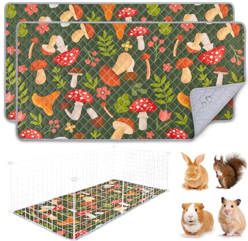 BeBeJoJo Lote De 2 Esterillas Lavables Y Reutilizables para Jaula De Cobaya, Acolchadas Y Absorbentes para Orina, para Conejos, Hámsters Y Pequeños Animales